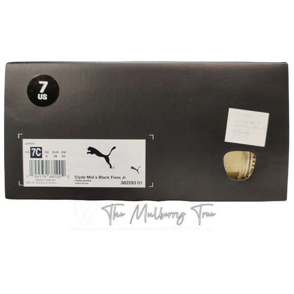 Puma Make History Now Clyde Mid x Black Fives Jr Sneaker Creme Brulee Size 7C 38 - Picture 8 of 12